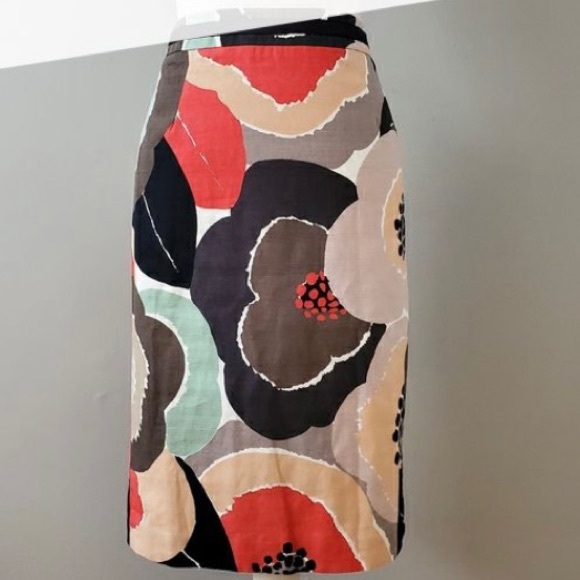🇬🇧 Boden Greys Painted Poppies pencil skirt 6R - Picture 2 of 11